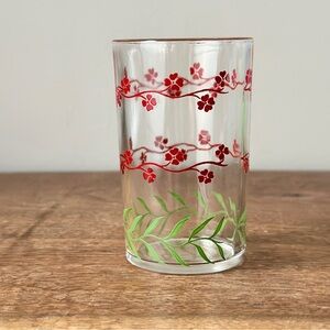 Vintage Hazel-Atlas Swanky Swig Juice Glasses Forget Me Nots Floral Pattern MCM